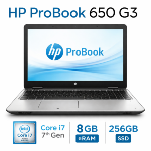 HP ProBook 650 G3 – Core i7 7th Gen, 8GB RAM, 256GB SSD